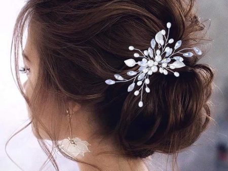 Zoestar Peines para el pelo de novia con perlas plateadas y cristales, accesorios elegantes para mujeres y niñas con flores Embalaje Deteriorado Discount