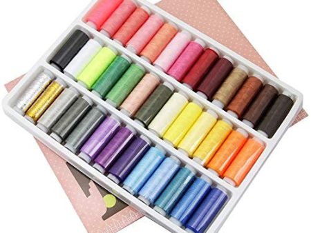 Yiqi Hilo de Coser (38 Colores Surtidos), Hilo Fuerte para Coser a Mano en máquinas de Coser, Juego avanzado de Carrete de Hilo de poliéster, Suministros de Costura Coloridos Embalaje Deteriorado Sale