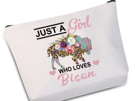 Bolsa de maquillaje bisonte divertida WZMPA, regalo para amantes de los animales, para mujeres y niñas Online Sale